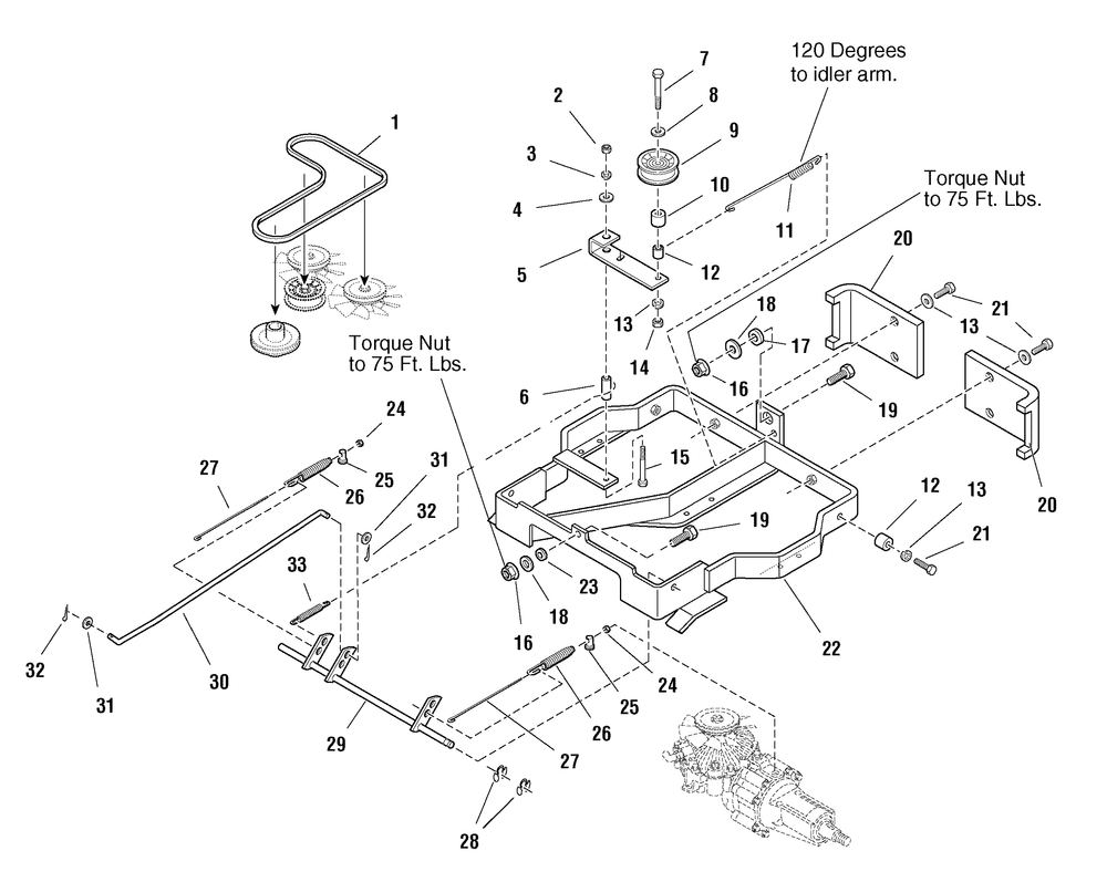 Carrier Group Diagram and Parts List for 1694862-ZT1644E  Briggs and Stratton Lawn Tractor